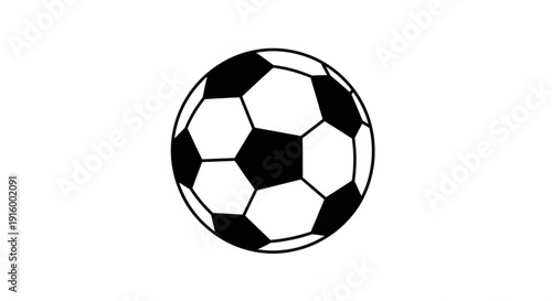 Black and white soccer ball illustration on white background sport game competition teamwork recreation