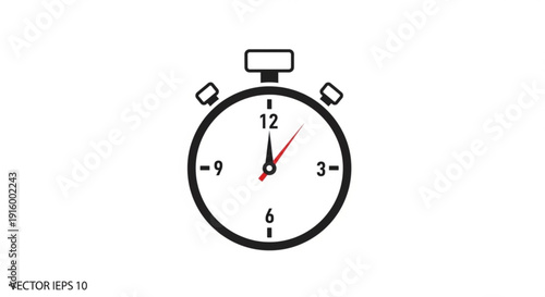 Stopwatch with red second hand on white background timer concept