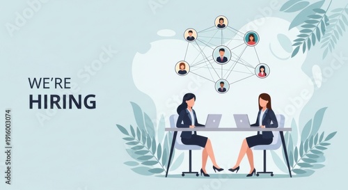Professional women working together on recruitment in modern office
