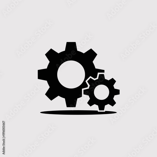 UntitledMechanical gears connected by a horizontal axis in a minimalist design Vector