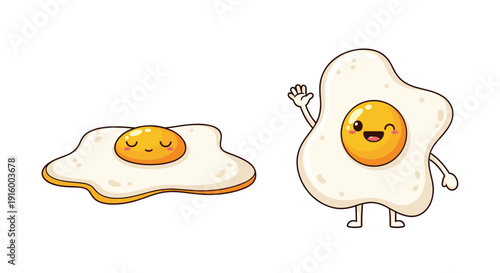 Cartoon Eggs with Happy Faces and Limbs.