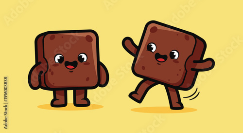 Cartoon Toast Characters Running and Smiling.