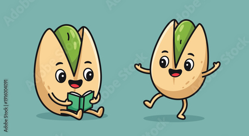 Cartoon Avocado Characters with Facial Expressions.