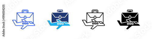 Business Trip Multiple Style Icon Set Vector 