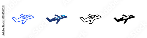 Aircraft Multiple Style Icon Set Vector 