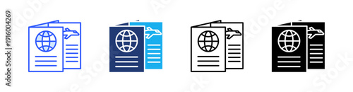 Passport Multiple Style Icon Set Vector 