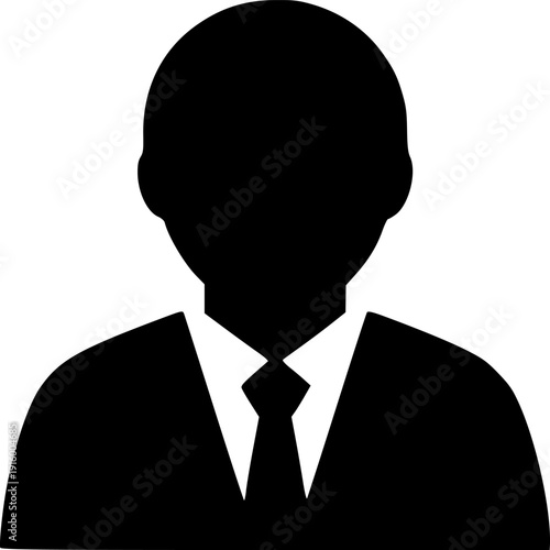 Silhouette of a businessman wearing a suit and tie, representing professional attire and corporate identity
