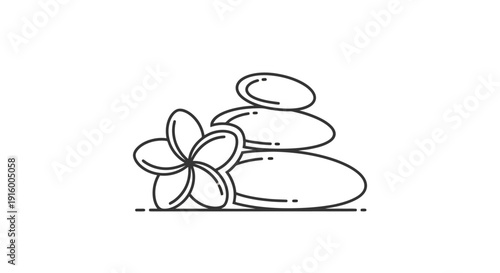 Zen stones and flower icon for spa and wellness.