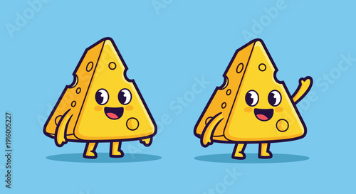 Cartoon Cheese Characters with Happy Faces.