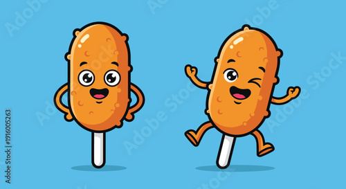 Cartoon Corn on the Cob Characters.