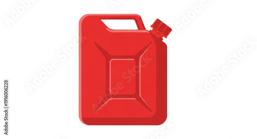 Red Jerry Can Fuel Container Isolated on White.
