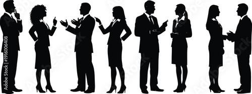 Diverse business people silhouettes in conversation