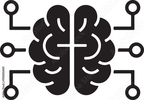 Modern ai brain chip icon silhouette design representing artificial intelligence technology