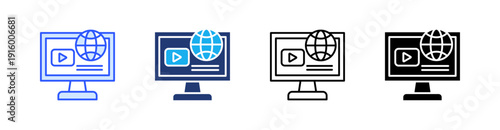 Monitor Multiple Style Icon Set Vector 