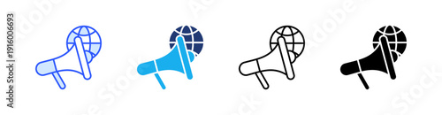 Loudspeaker Multiple Style Icon Set Vector 