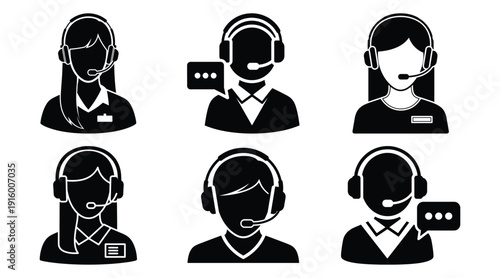 Customer support icons silhouette