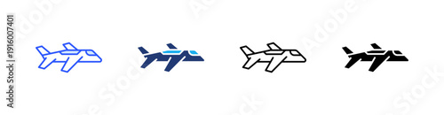 Airplane Multiple Style Icon Set Vector 