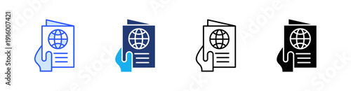 Passport Multiple Style Icon Set Vector 