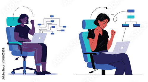 It consultant silhouette working on laptop