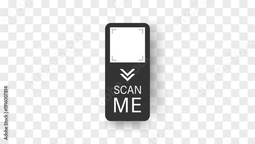 QR code Scan for phone payment now. CTA icon and button in arrow Frame. Modern design with mobile app Scanner and business mockup. Simple Vector illustration.