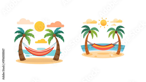 vector tropical island with palm trees and sun