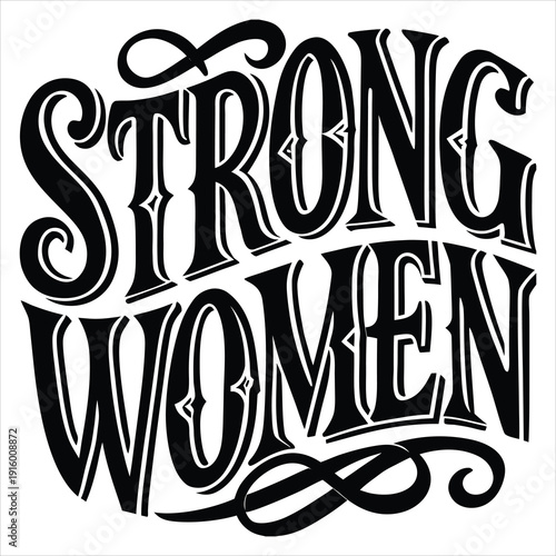 strong women silhouette bold text empowerment design vector