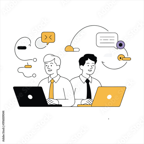 Professional Business Collaboration and Digital Workflow Illustration