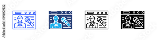 Digital Journalism Multiple Style Icon Set Vector 