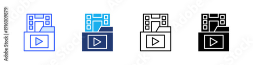 Footage Multiple Style Icon Set Vector 