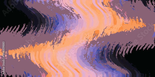 Abstract waves of orange purple and blue in a digital painting style