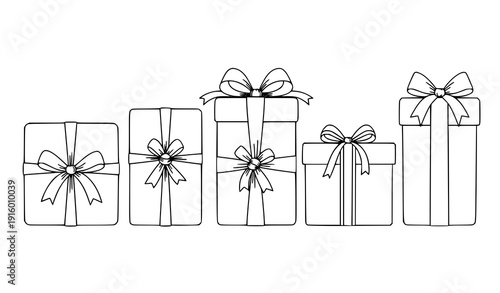 Minimalist gift box outline vector for bridal showers and birthday presents