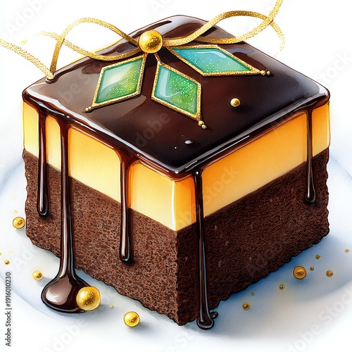 Wallpaper Mural Decadent Layered Chocolate Caramel Cake with Jeweled Bow Torontodigital.ca