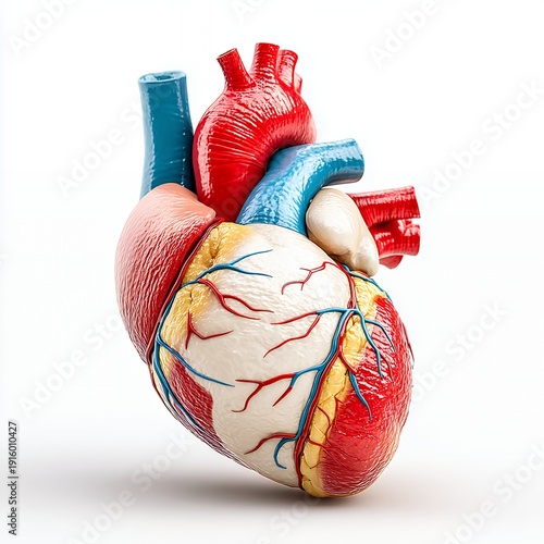 Wallpaper Mural Detailed Anatomical Model of a Human Heart Red, Blue and White 3D Render Torontodigital.ca