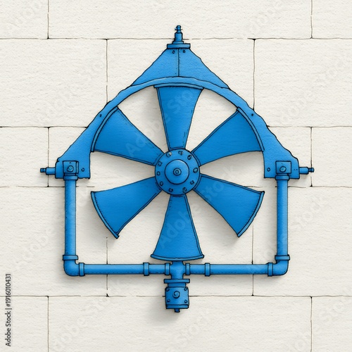 Wallpaper Mural Detailed Blueprint of a Six Blade Industrial Fan Torontodigital.ca