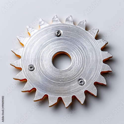 Wallpaper Mural Detailed Close Up of a Metallic Gear with Orange Teeth on White Background Torontodigital.ca
