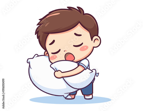 Vector illustration of a cute boy fell asleep