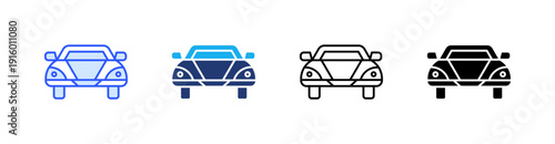 Car Multiple Style Icon Set Vector 