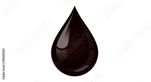 Single Dark Oil Drop Isolated on White Background.