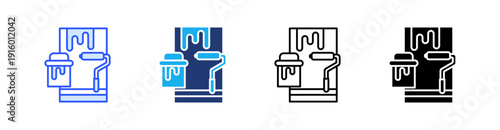 Painting Multiple Style Icon Set Vector 