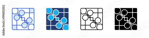 Tile Multiple Style Icon Set Vector 