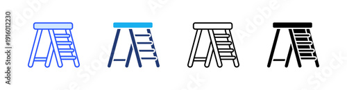 Ladder Multiple Style Icon Set Vector 