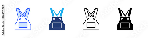Overalls Multiple Style Icon Set Vector 