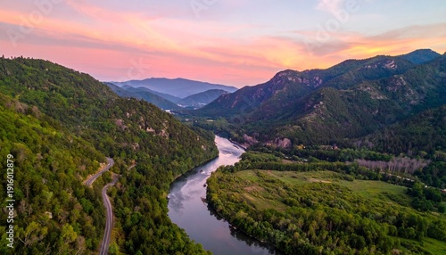 mountain view with flowing river