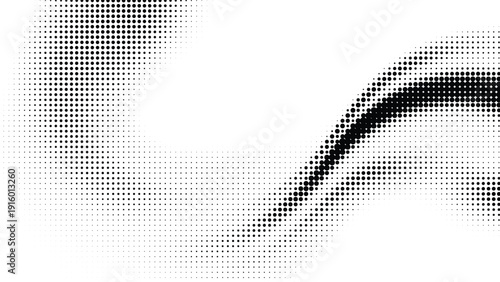 abstract black halftone dot wave pattern on white background