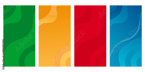 Abstract vertical bands of vibrant green yellow red and blue colors