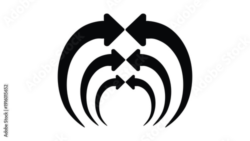 Rotational Arrow Cluster Icon Representing Circular Flow Process Iteration and Continuous Workflow Vector Illustration