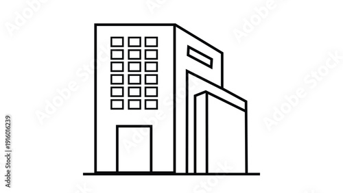 Modern Commercial Building Exterior Illustration Representing Corporate Office Property Investment and Facility Management Vector Illustration