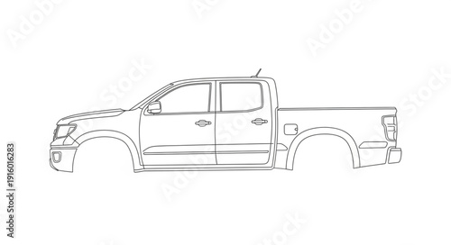Sketch of a modern pickup truck outline.