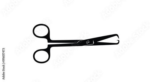 A black and white illustration depicting a pair of curved medical forceps