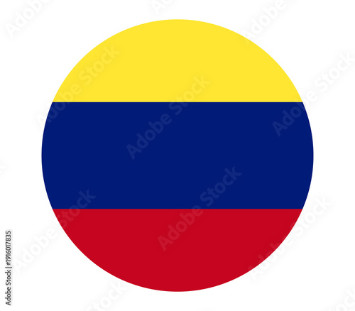 Colombian flag in a circular design, representing national pride with yellow, blue, and red bands. Free Download Colombian flag in a circular design, representing national pride with yellow, blue, and red bands. - GFXLoad